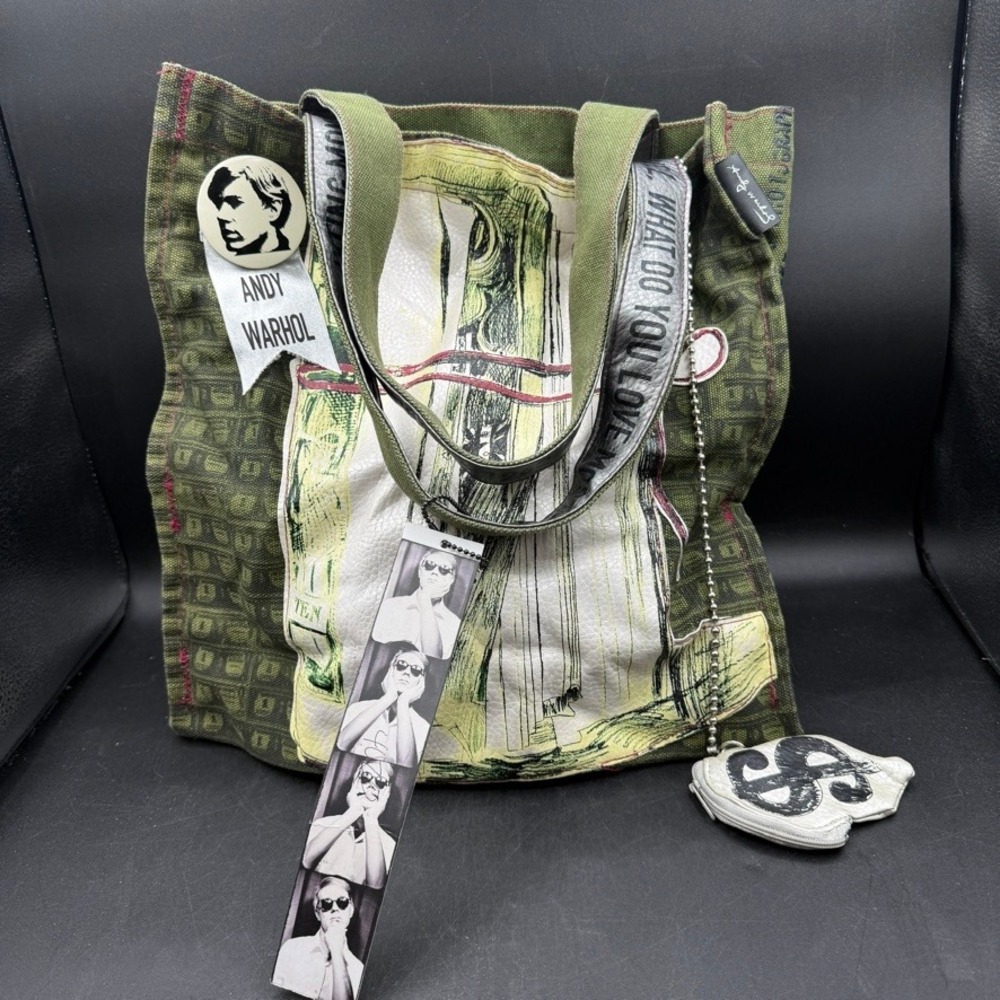 Andy Warhol Loop NYC Canvas Tote Bag Unisex Green Money Graphic Art Pop Art
